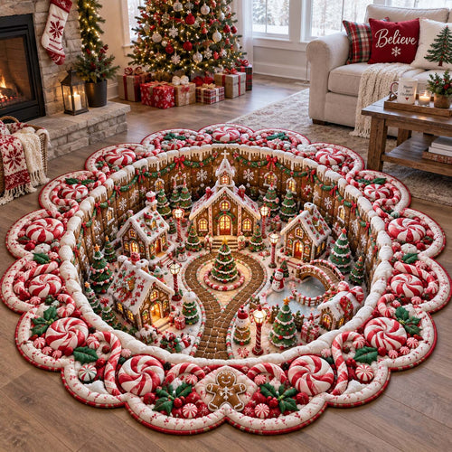 Christmas Village Wonder Custom Shape Area Rug GFTONTD2787