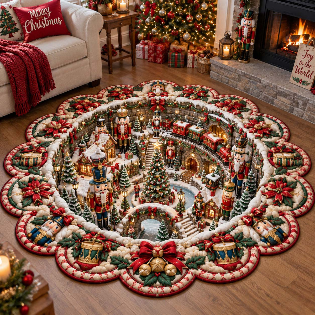 Christmas Village Wonder Custom Shape Area Rug GFTONTD2788