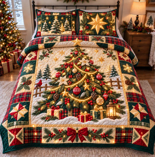 Evergreen Glow 3-Piece Quilted Bedding Set GFTONTD2818