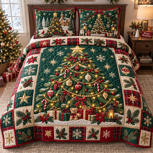 Evergreen Glow 3-Piece Quilted Bedding Set GFTONTD2819