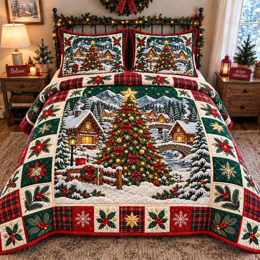 Evergreen Glow 3-Piece Quilted Bedding Set GFTONTD2821