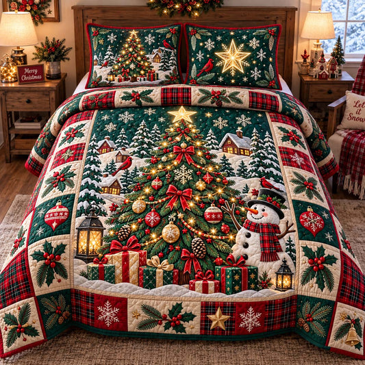Evergreen Glow 3-Piece Quilted Bedding Set GFTONTD2822