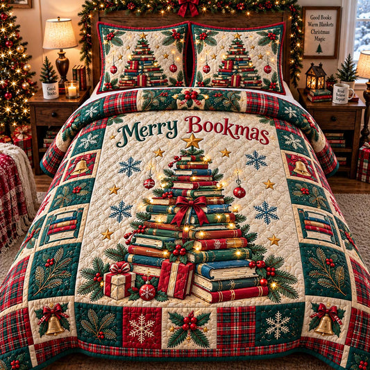All Booked For Christmas 3-Piece Quilted Bedding Set GFTONTD2827