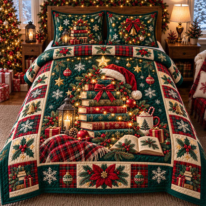 All Booked For Christmas 3-Piece Quilted Bedding Set GFTONTD2829