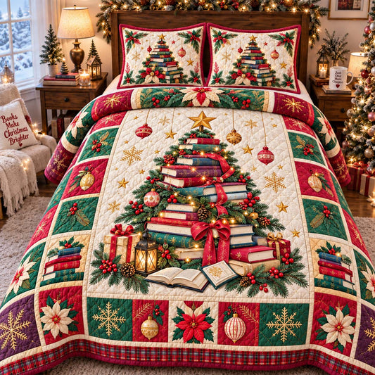 All Booked For Christmas 3-Piece Quilted Bedding Set GFTONTD2831