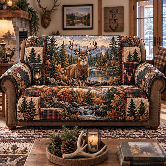 Whitetail Mountain Lodge Quilted Sofa Cover GFTONTD2833