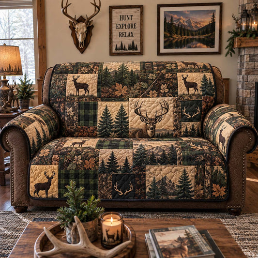 Whitetail Mountain Lodge Quilted Sofa Cover GFTONTD2834