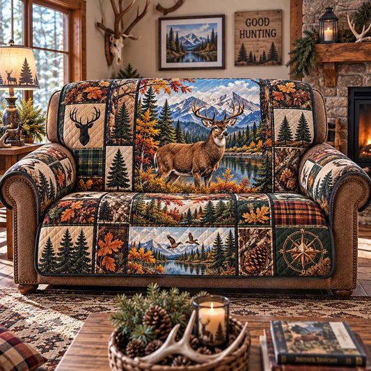 Whitetail Mountain Lodge Quilted Sofa Cover GFTONTD2837