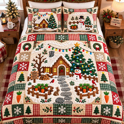 Cabin Christmas Retreat 3-Piece Quilted Bedding Set GFTONTD2918