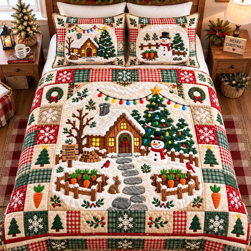 Cabin Christmas Retreat 3-Piece Quilted Bedding Set GFTONTD2918