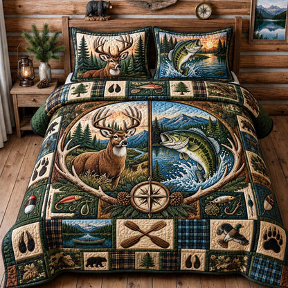 Hunt And Fish 3-Piece Quilted Bedding Set GFTONTD2957