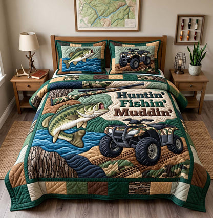 Hunt And Fish 3-Piece Quilted Bedding Set GFTONTD2961