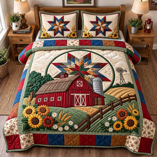 Farmhouse Life 3-Piece Quilted Bedding Set GFTONTD2964