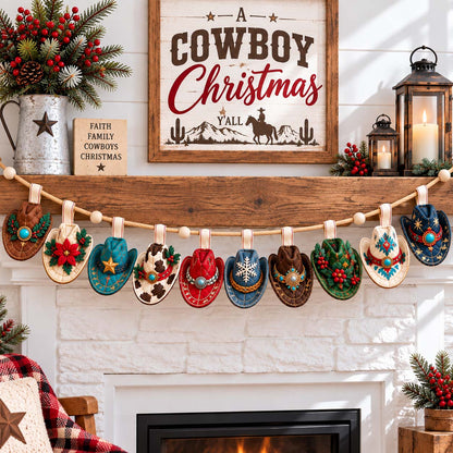 Cowboy Hat Christmas Custom Shape Quilted Garland GFTONTD2986