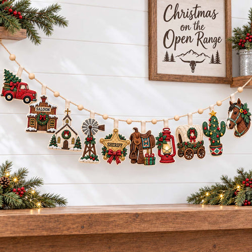 Open Range Christmas Custom Shape Quilted Garland GFTONTD2989