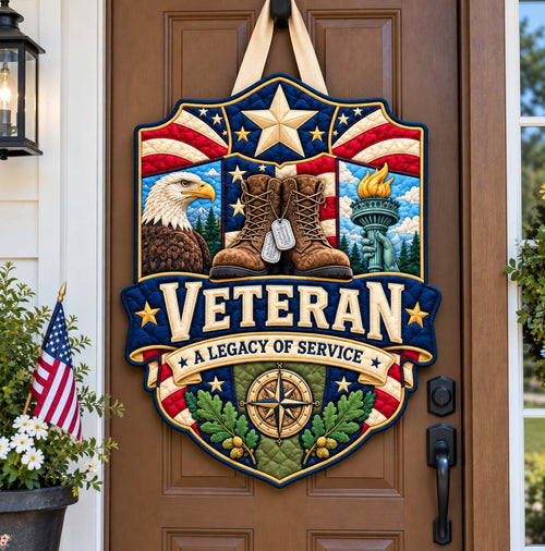 Veteran Legacy Shield Custom Shape Quilted Table Topper GFTONTD2991