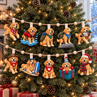 Golden Retriever Joy Custom Shape Quilted Garland GFTONTD3025