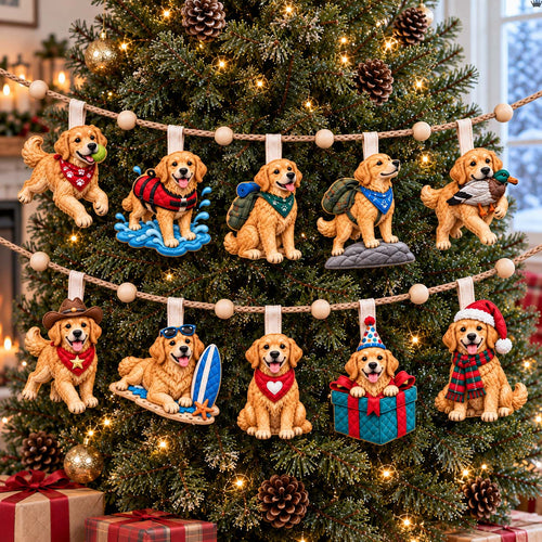 Golden Retriever Joy Custom Shape Quilted Garland GFTONTD3025