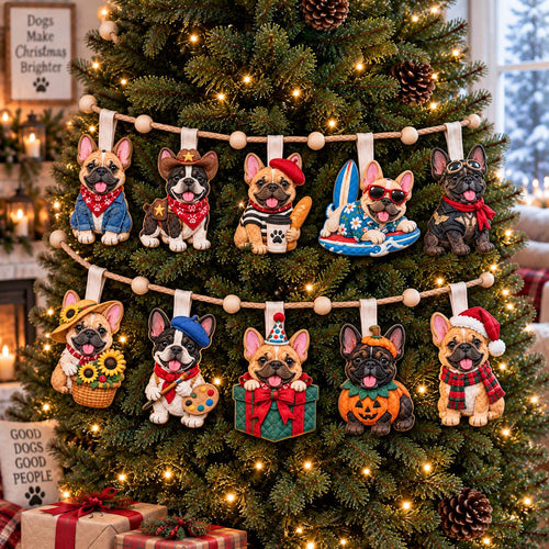 Frenchie Fun Life Custom Shape Quilted Garland GFTONTD3028