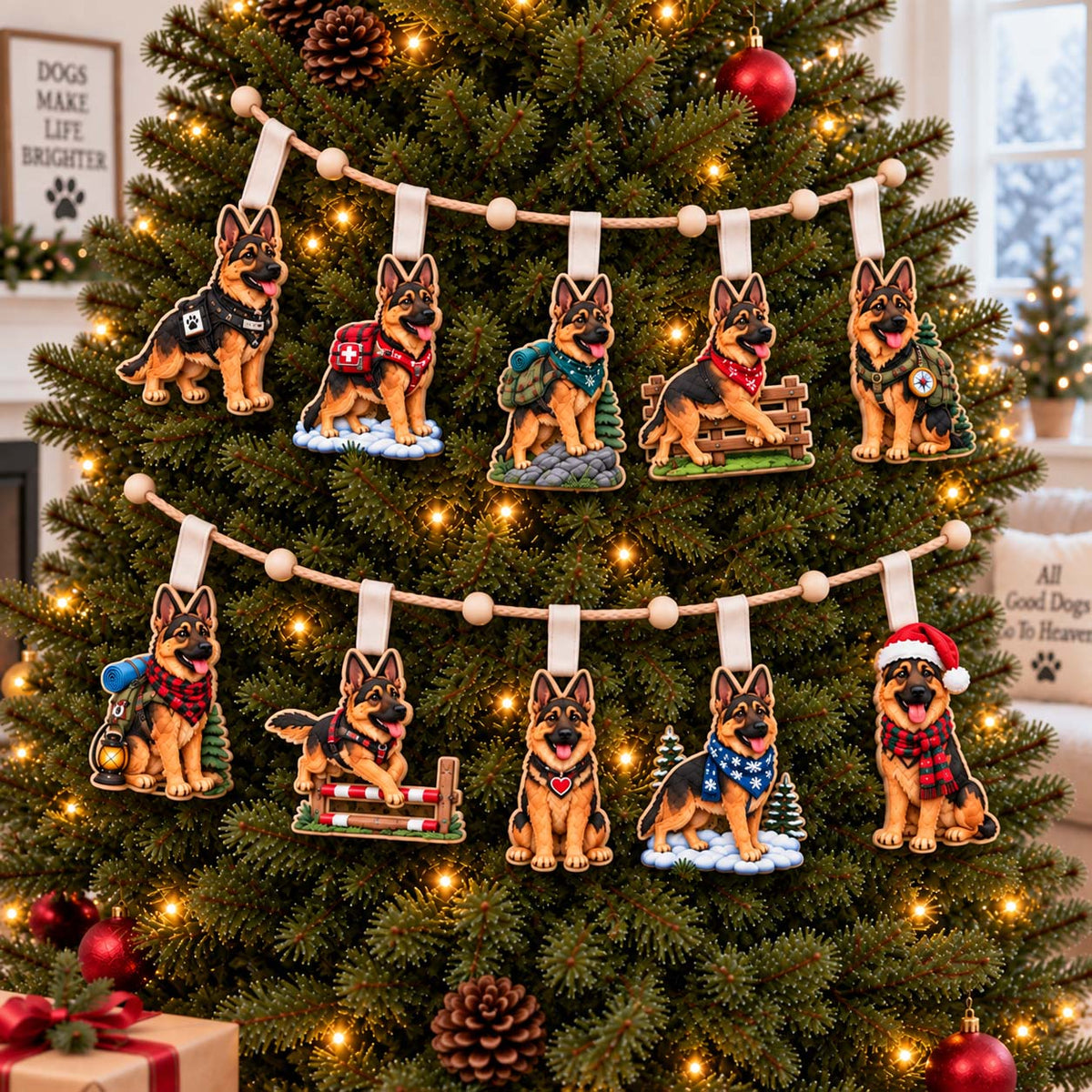 German Shepherd Hero Custom Shape Quilted Garland GFTONTD3030