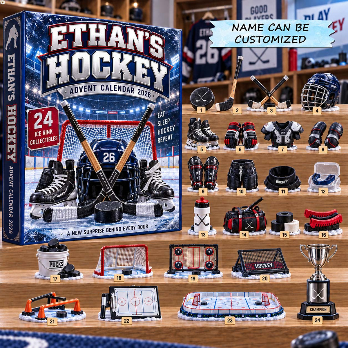 Personalized Hockey Advent Calendar 2026 QTCUZ GFTONTD3033