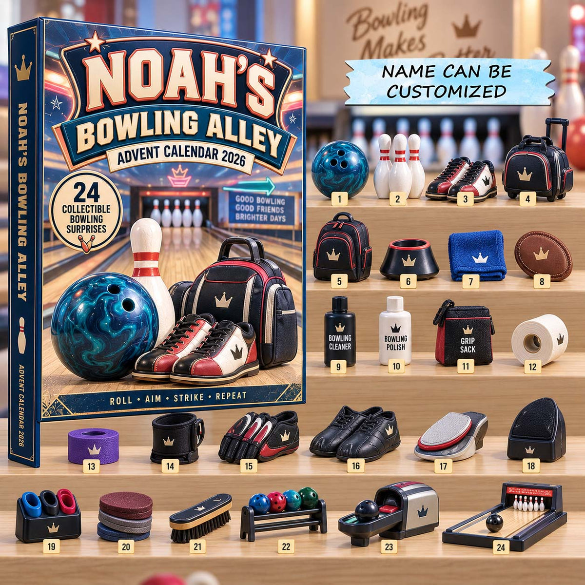 Personalized Bowling Advent Calendar 2026 QTCUZ GFTONTD3037