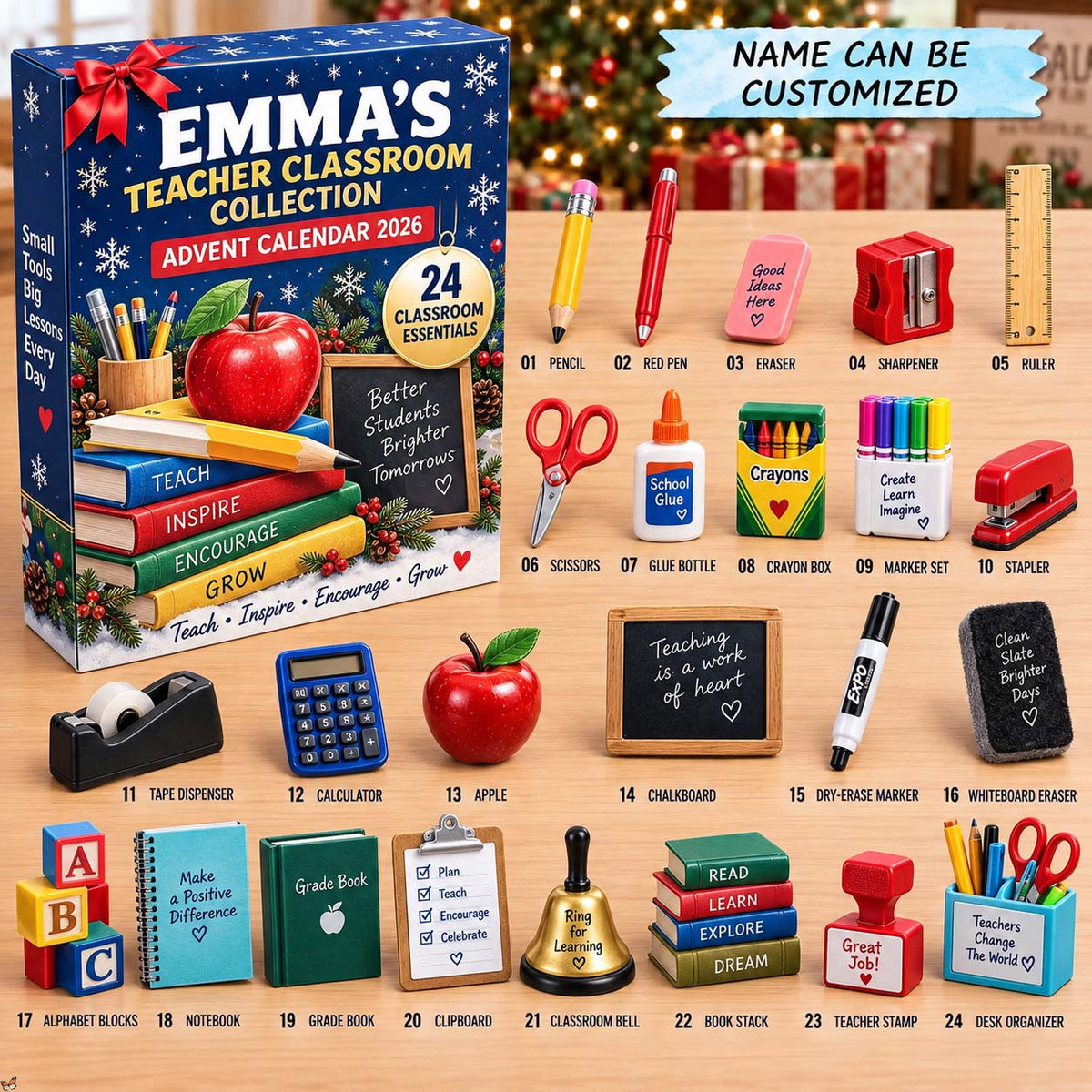 Personalized Teacher Advent Calendar 2026 QTCUZ GFTONTD3116
