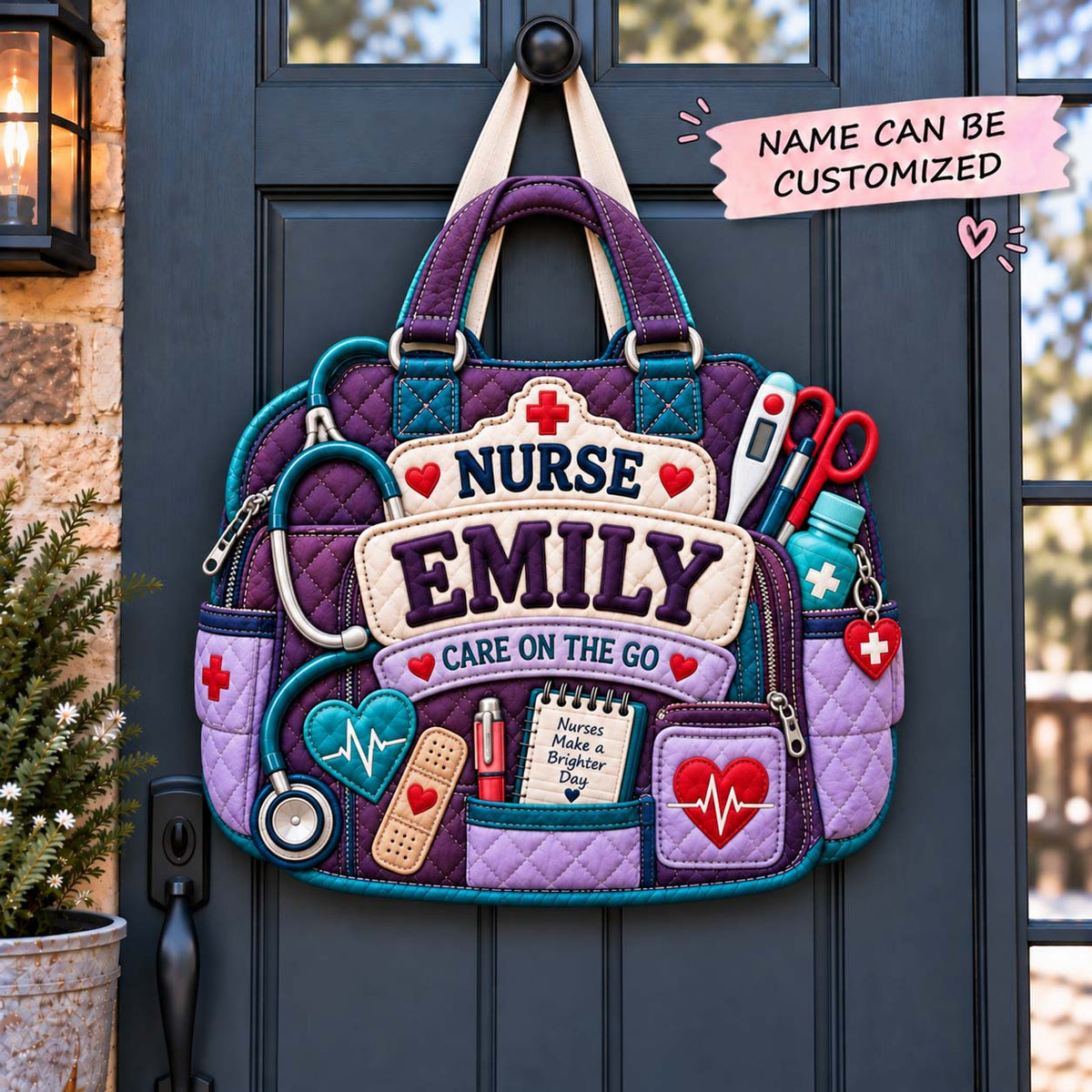 Personalized Nurse Bag Custom Shape Quilted Door Hanger QTCUZ GFTONTD3173