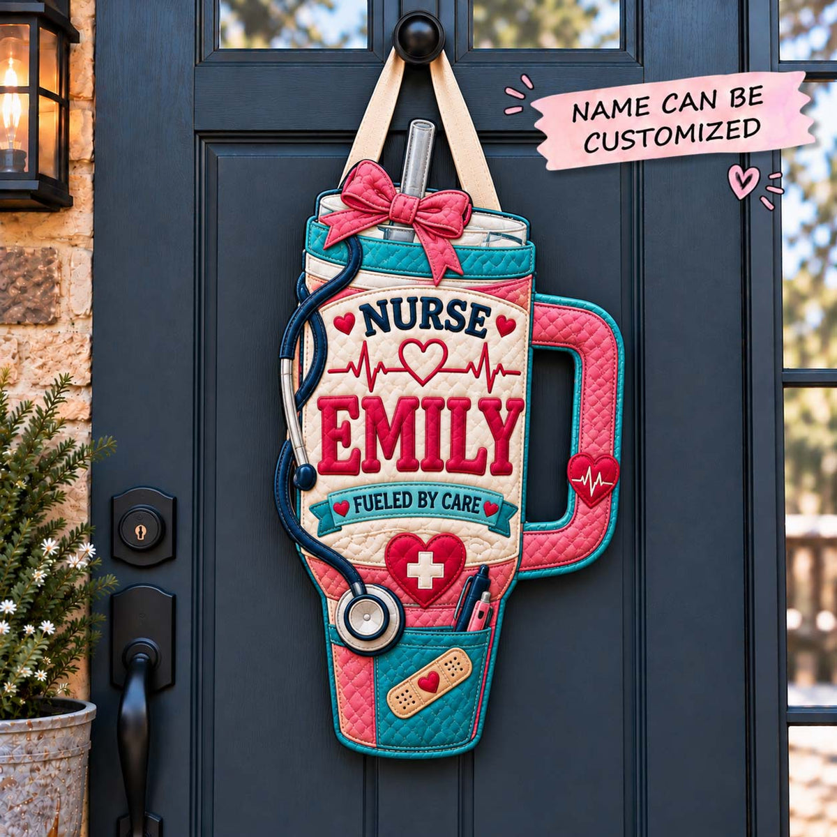 Personalized Nurse Tumbler Custom Shape Quilted Door Hanger QTCUZ GFTONTD3174
