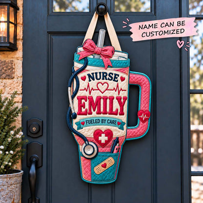 Personalized Nurse Tumbler Custom Shape Quilted Door Hanger QTCUZ GFTONTD3174