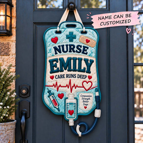 Personalized Nurse IV Bag Custom Shape Quilted Door Hanger QTCUZ GFTONTD3175