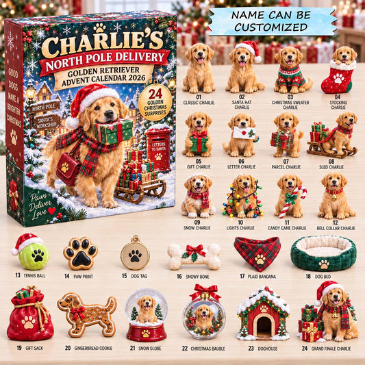 Personalized Golden Retriever North Pole Advent Calendar 2026 QTCUZ GFTONTD3203