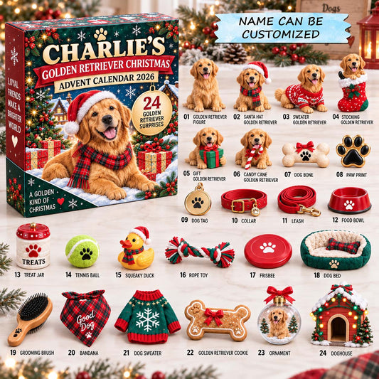 Personalized Golden Retriever Christmas Advent Calendar 2026 QTCUZ GFTONTD3204