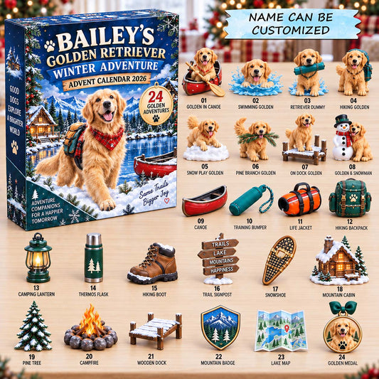 Personalized Golden Retriever Winter Adventure Advent Calendar 2026 QTCUZ GFTONTD3205