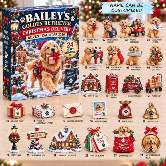 Personalized Golden Retriever Christmas Delivery Advent Calendar 2026 QTCUZ GFTONTD3206