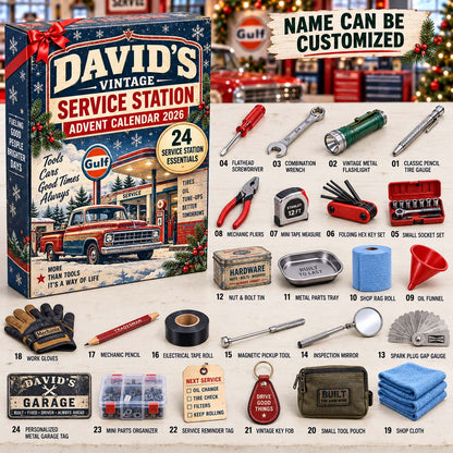 Vintage Service Station Advent Calendar 2026 QTCUZ GFTONTD3247