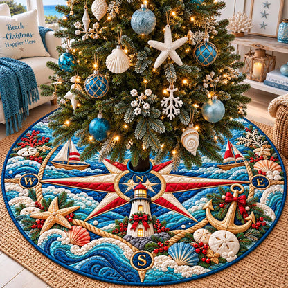 Christmas Coastal Compass Quilted Tree Skirt GFTONTD3333