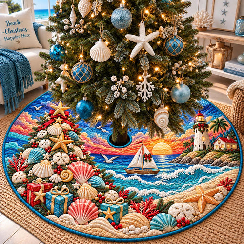 Seaside Christmas Tree Quilted Tree Skirt GFTONTD3334