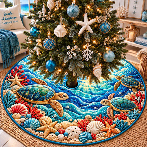 Christmas Sea Turtles Quilted Tree Skirt GFTONTD3335