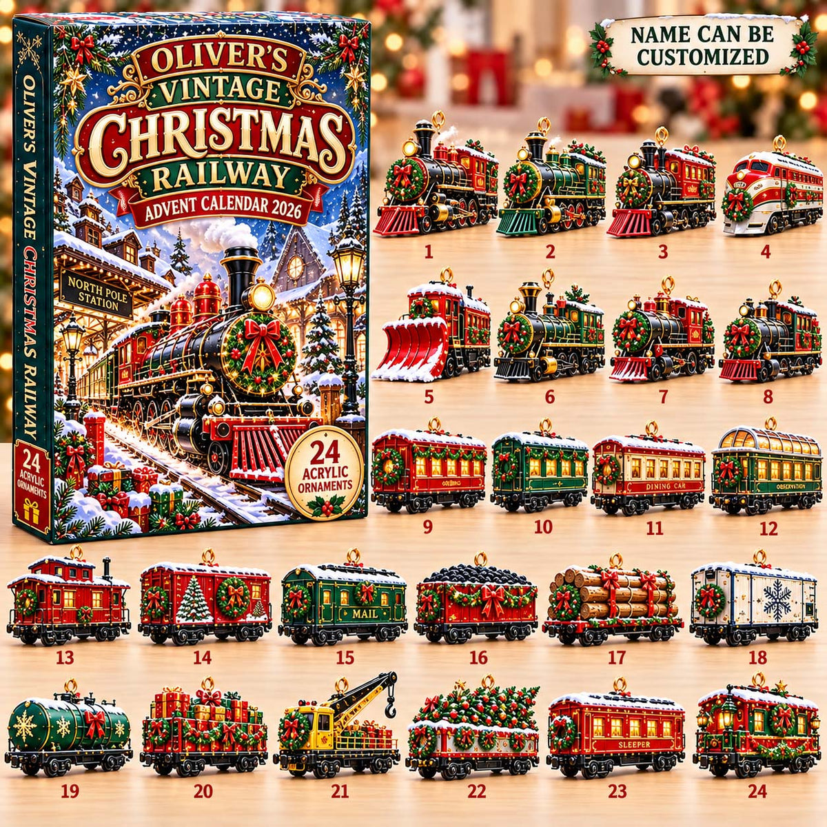 Vintage Christmas Railway Advent Calendar 2026 QTCUZ GFTONTD3341