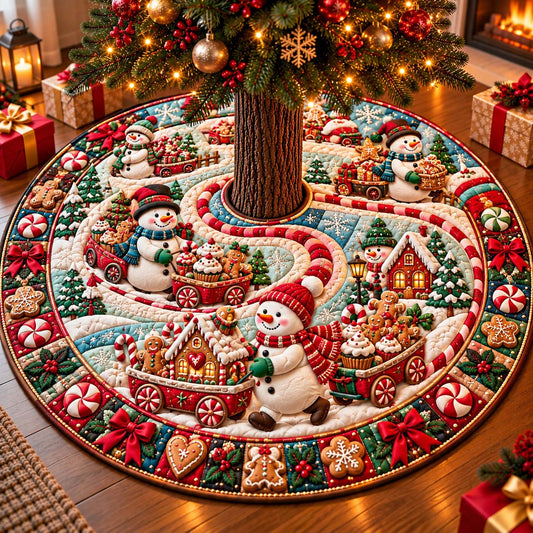 Snowman Sweet Delivery Quilted Tree Skirt GFTONTD3368