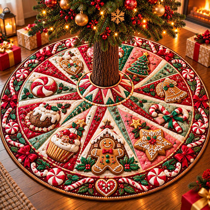 Christmas Cookie Pinwheel Quilted Tree Skirt GFTONTD3369