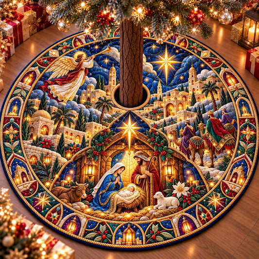 Christmas Violin Harmony Quilted Tree Skirt GFTONTD3437