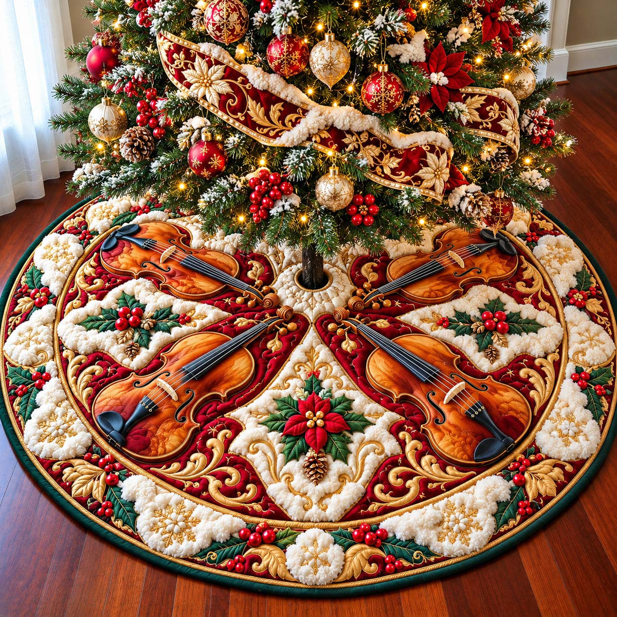 Christmas Music Ensemble Quilted Tree Skirt GFTONTD3440