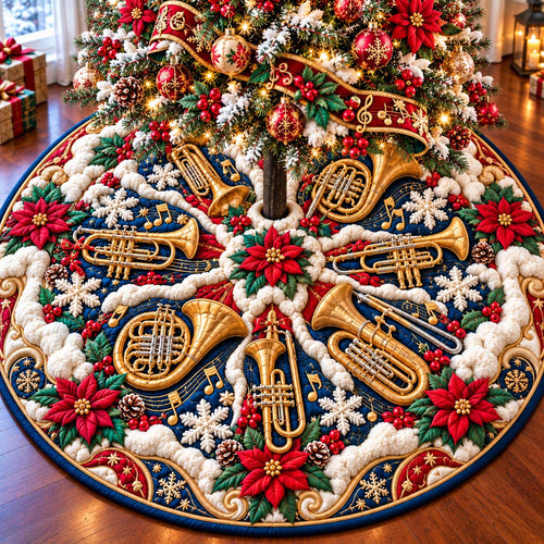 Holiday Violin Symphony Quilted Tree Skirt GFTONTD3443