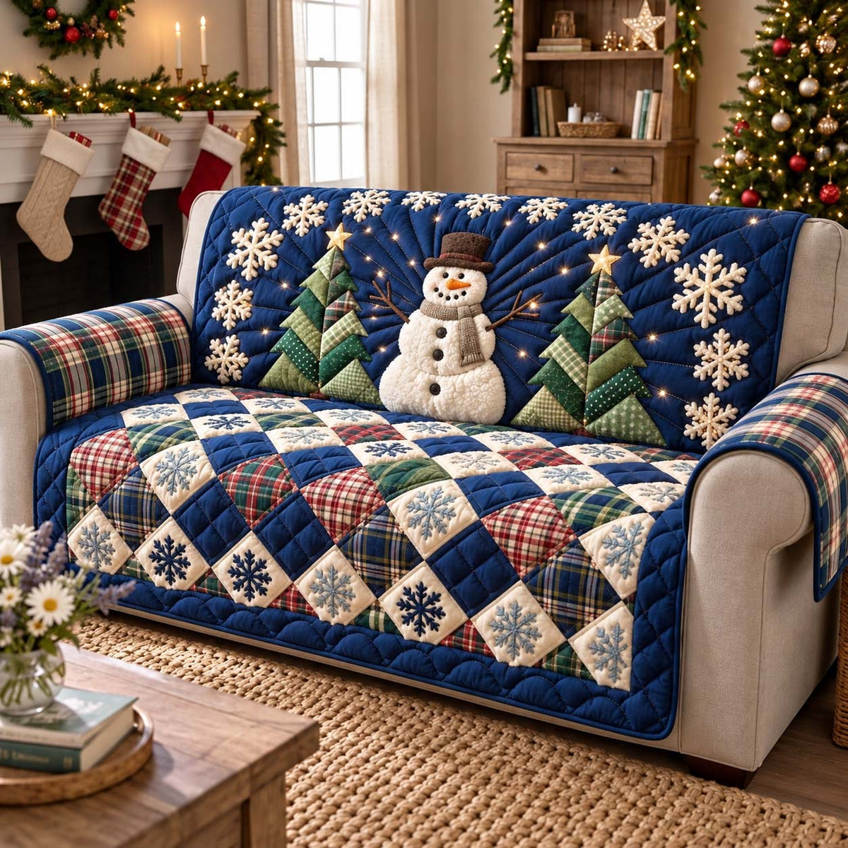 Midnight Snowman Magic Quilted Sofa Cover GFTONTD3467