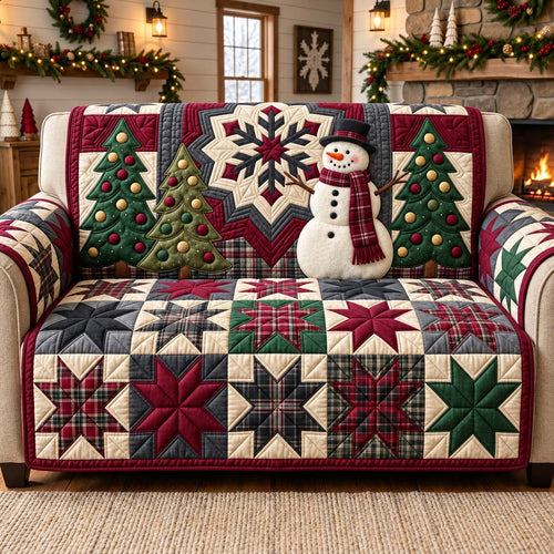 Snowman Starry Noel Quilted Sofa Cover GFTONTD3469
