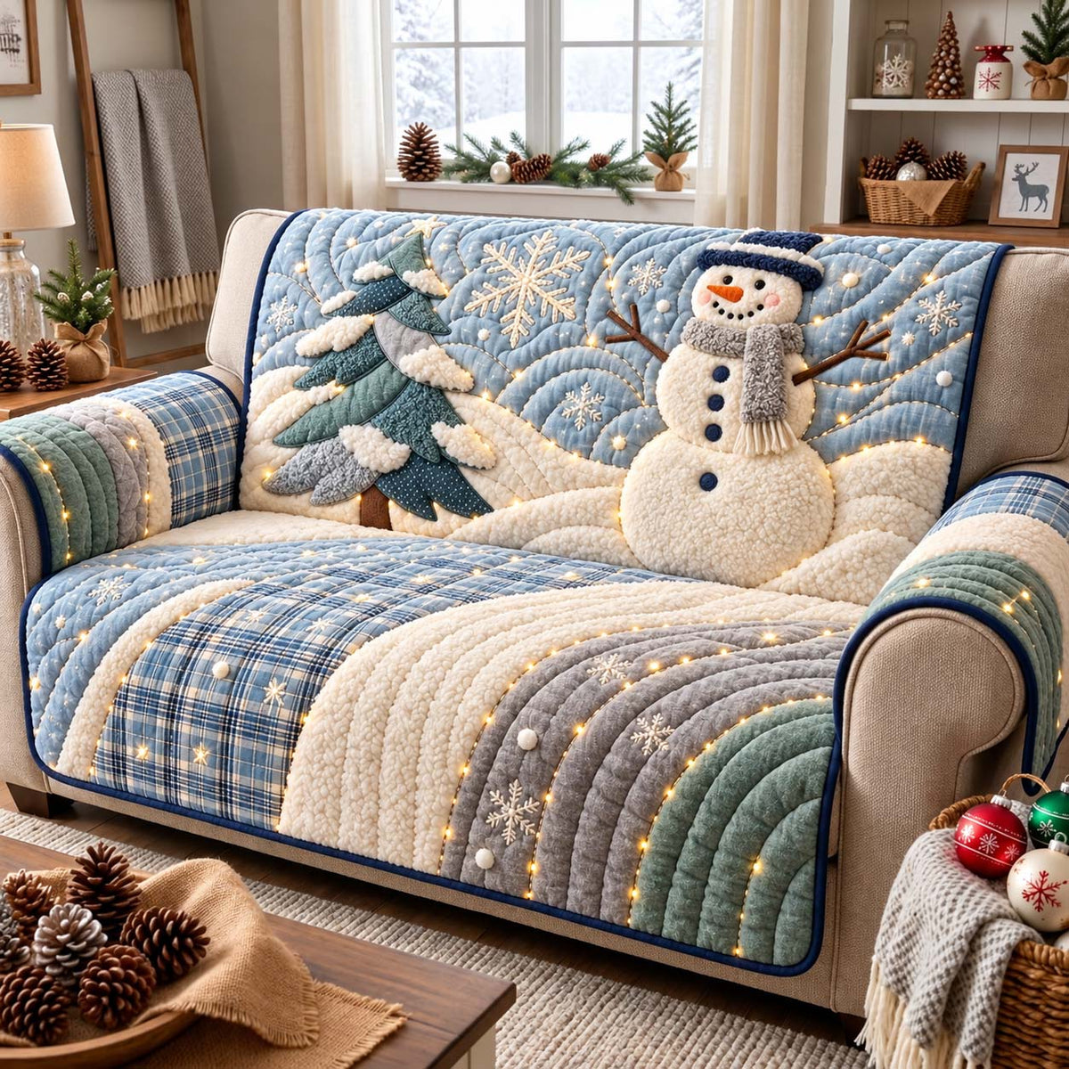 Frosty Winter Wishes Quilted Sofa Cover GFTONTD3470
