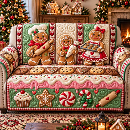 Gingerbread Baking Joy Quilted Sofa Cover GFTONTD3472