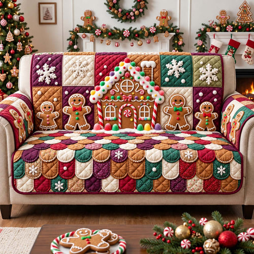 Gingerbread Sweet Home Quilted Sofa Cover GFTONTD3474